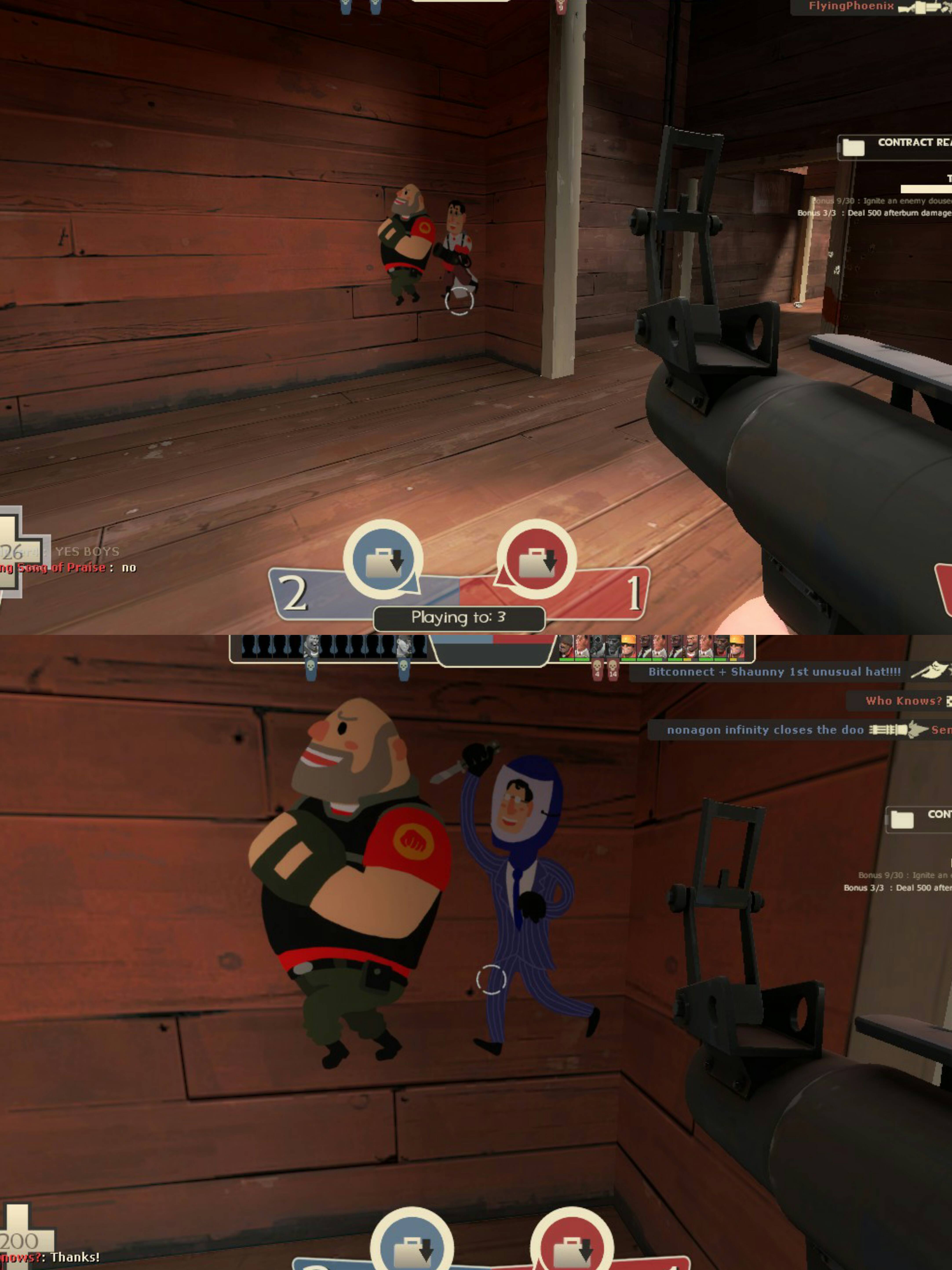 Spray in TF2, when you walk closer, the medic changes into