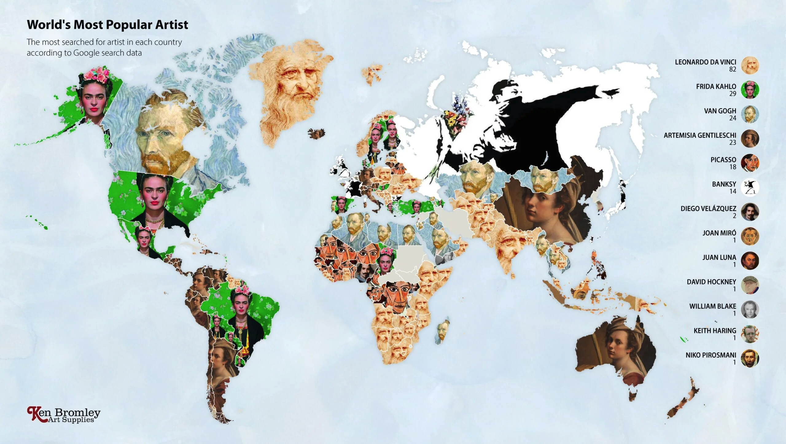 Известные карты. Востребованные художники 2020. Самая известная Страна в мире.