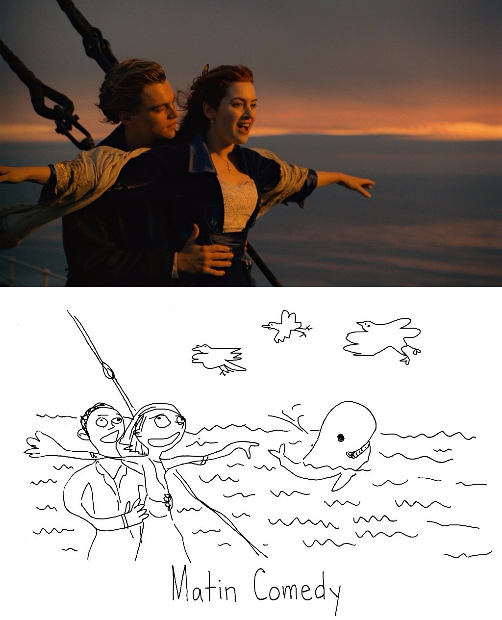 I recreated a famous Titanic scene using my incredible drawing.