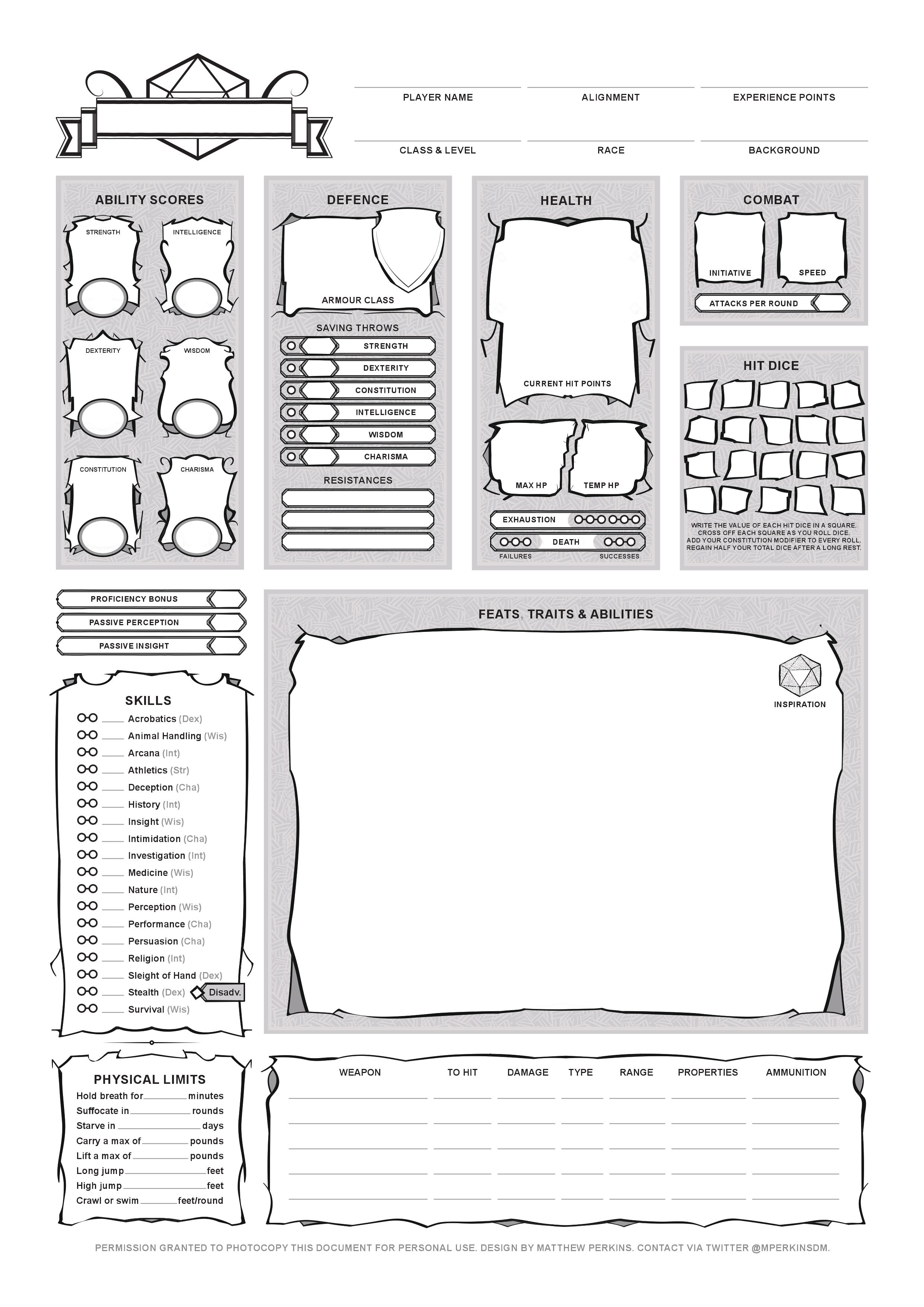 some character sheets