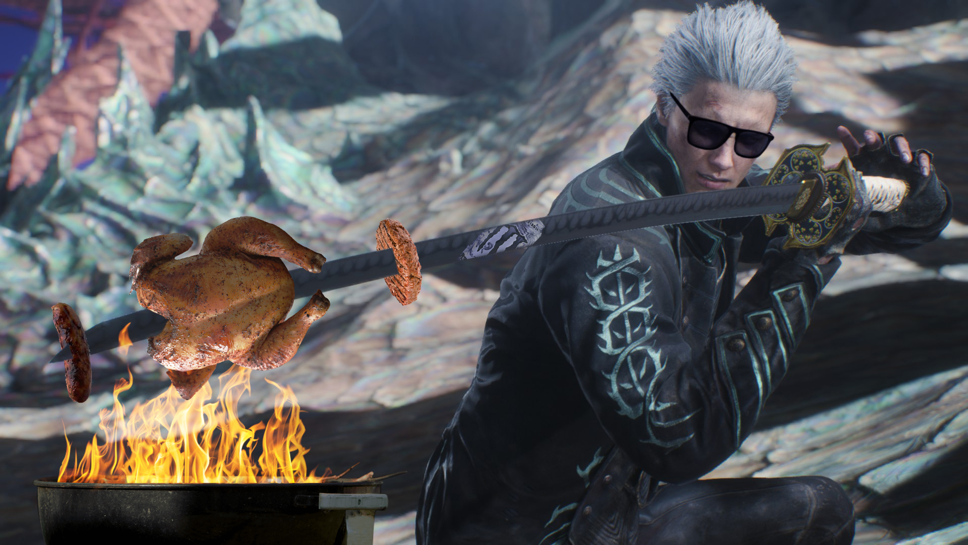 Включи край. Devil May Cry 5 Vergil Power. Вергилий DMC 5 мемы. DMC 5 Vergil meme. Вергилий DMC 5 С энергетиком.