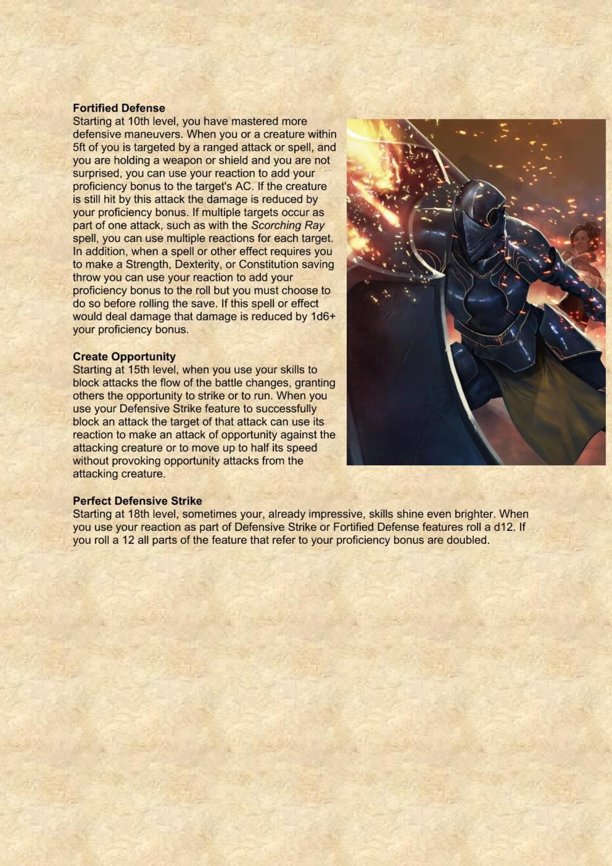 5e Homebrew Fighter Subclass Defender