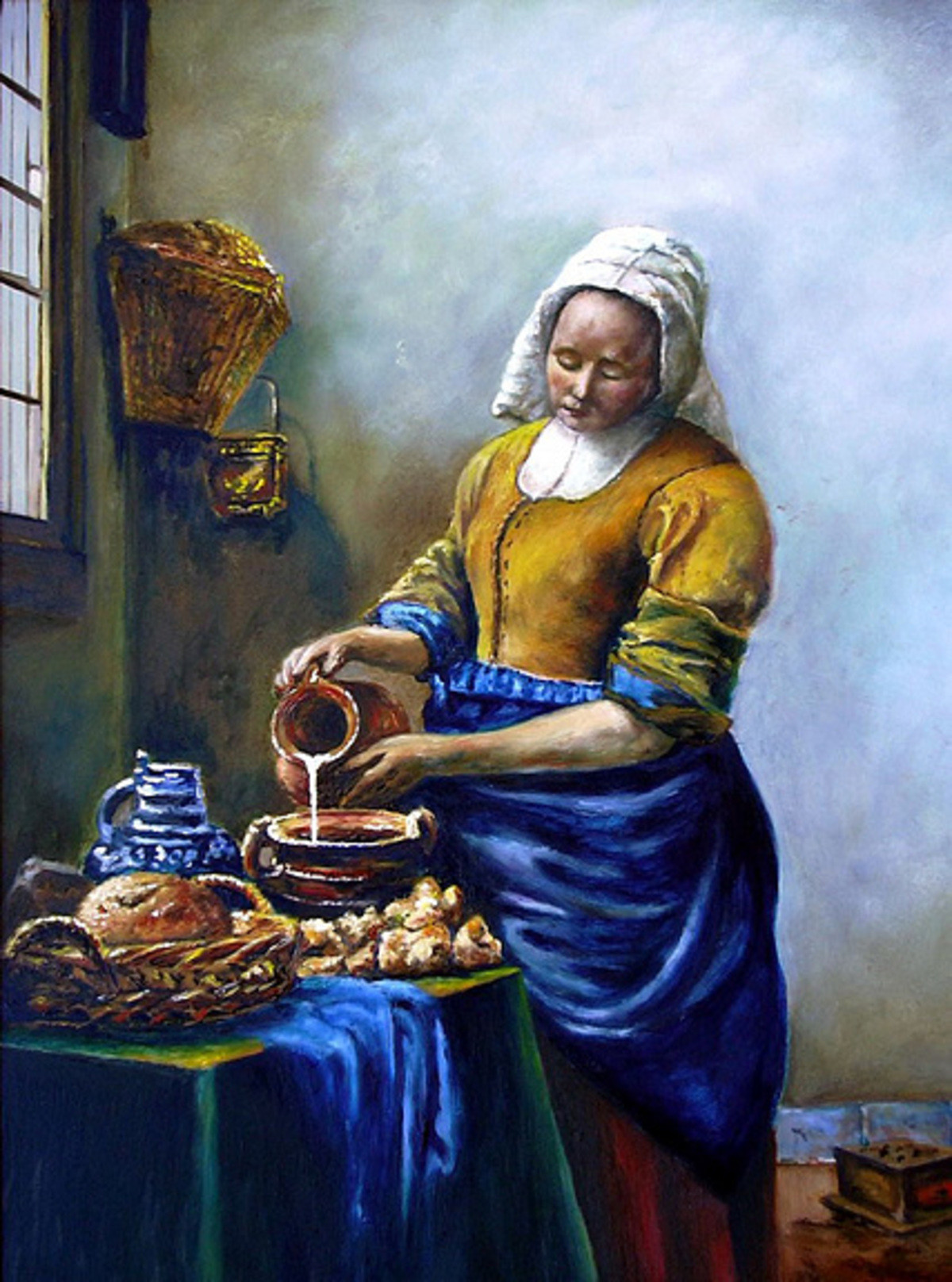 Женщина с кувшином вермеер. Вермеер Дельфтский молочница. Картина кухарка Вермеер.