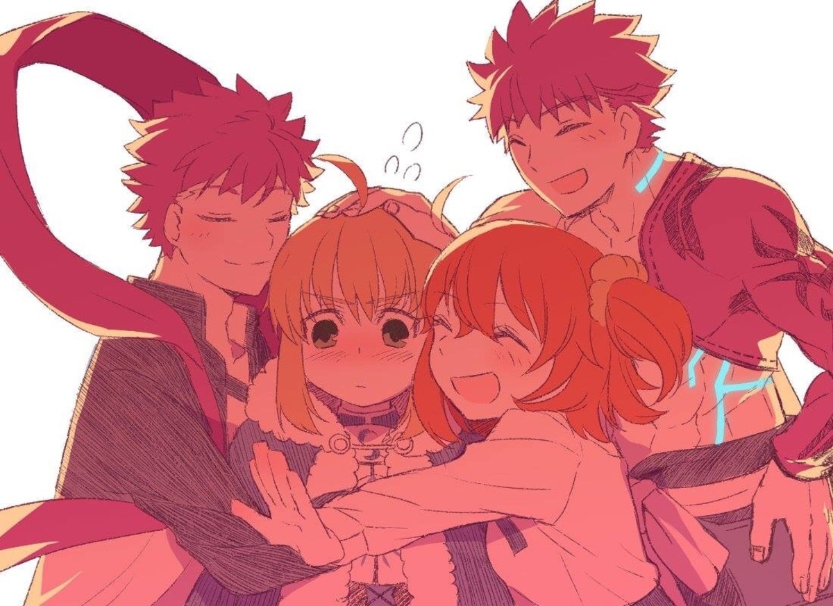 Artoria Surrounded By Shirouface This is just for fun and enjoyment to those who love this great relationship between shirou & saber from fate/stay night. artoria surrounded by shirouface