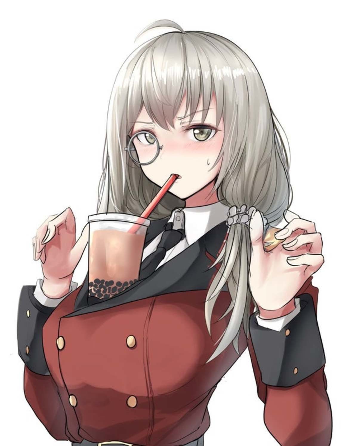 Smug Anime Girl Drinking Tea