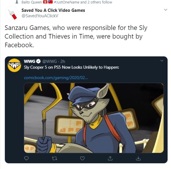 Sly Cooper 5 on PS5 Now Looks Unlikely to Happen