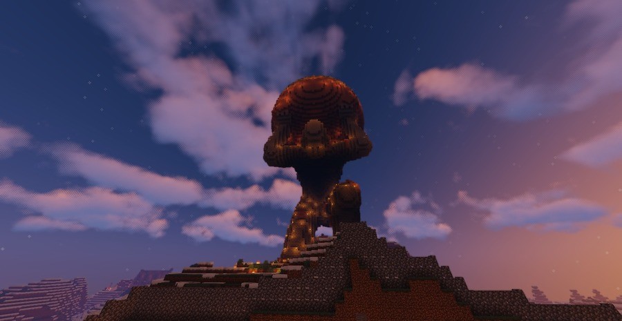 completed atlas statue build in minecraft. temporary dr philliam hair.. wel...