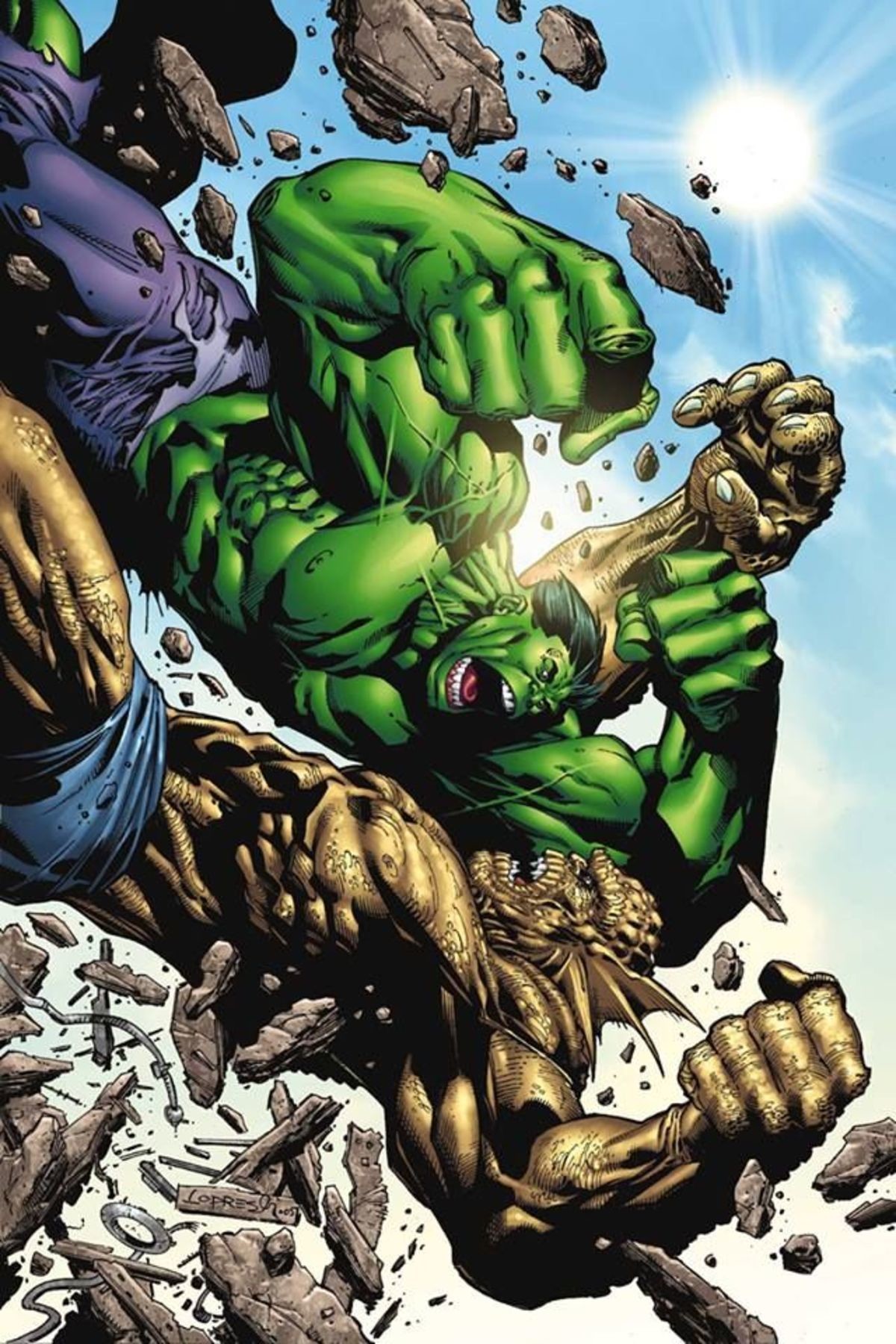 Hulk Vs Abomination By Aaron Lopresti