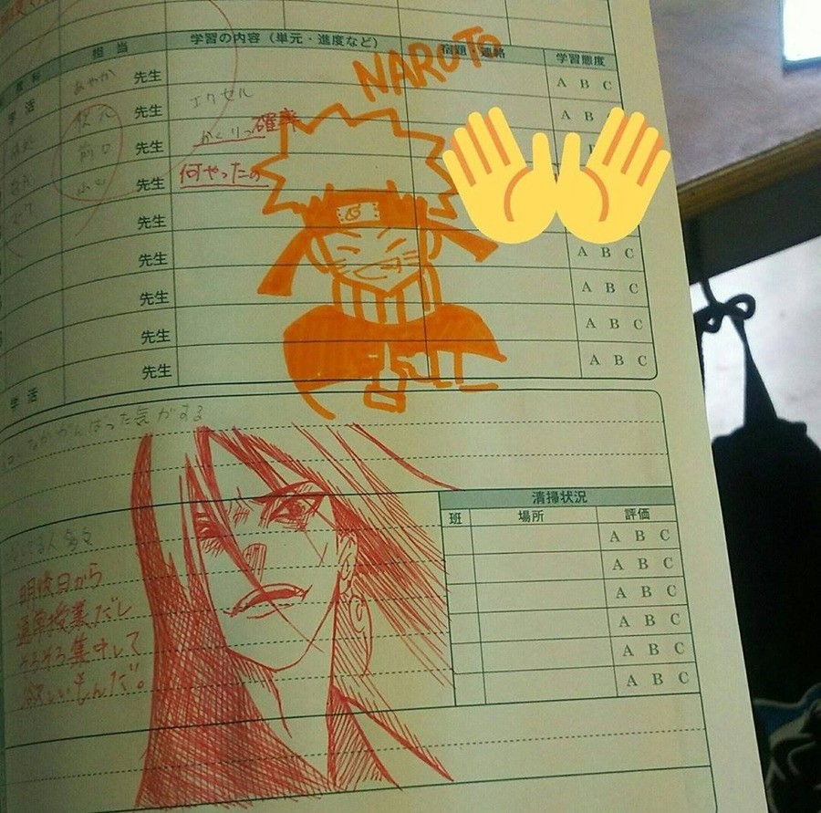 Jap Student Draws Naruto And Teacher Replies With