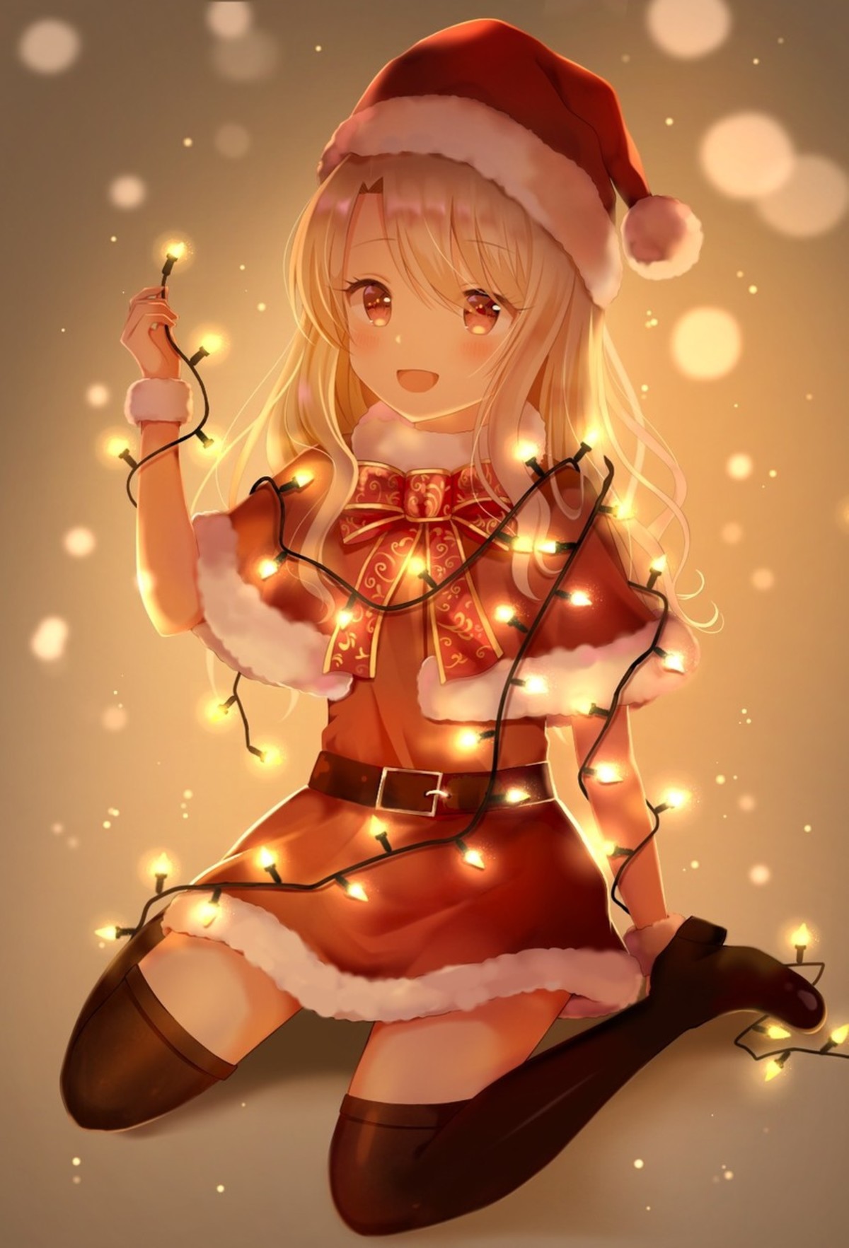 Новогодние фото арты. Illyasviel von einzbern Christmas. Аниме новый год. Аниме девушки новый год. Аниме новый год 18.