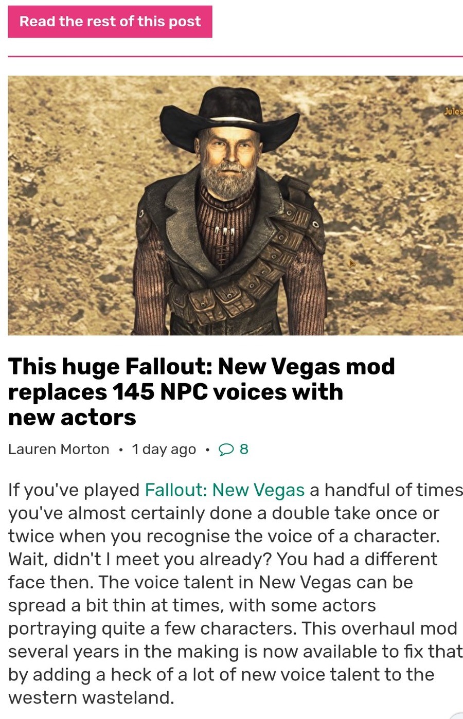fallout new vegas voice actors
