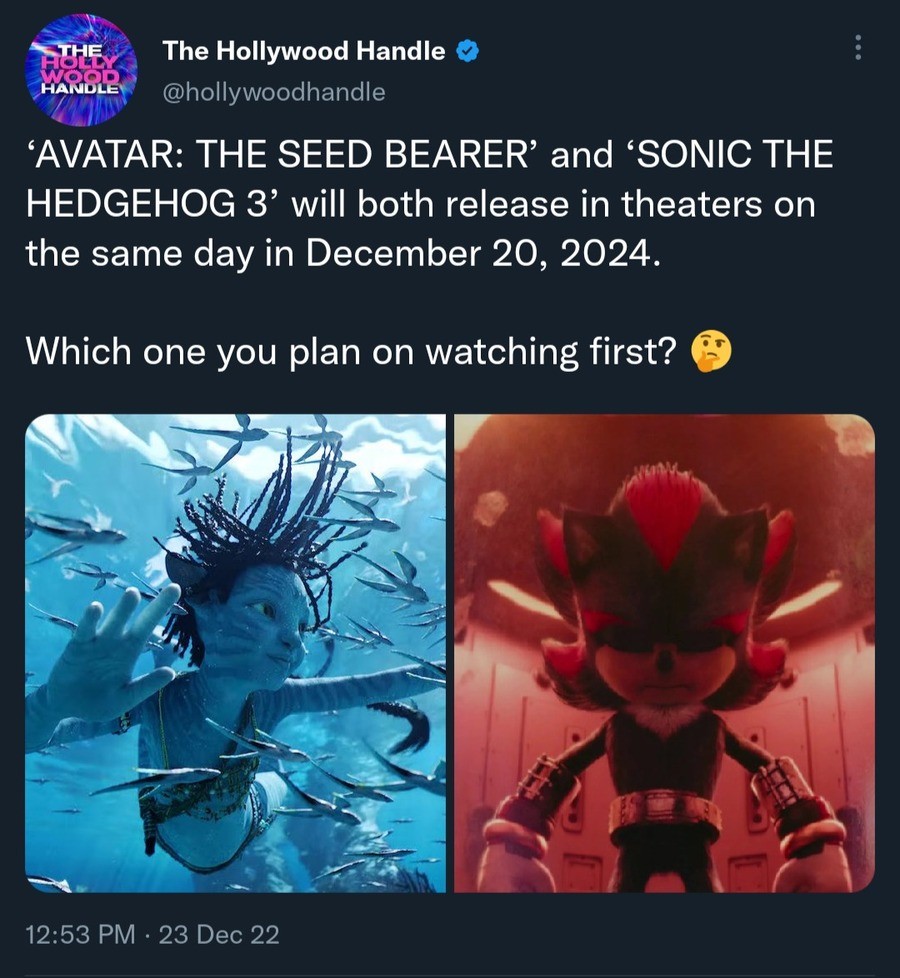 Sonic 3 and Avatar 3 Have the Same Release Date