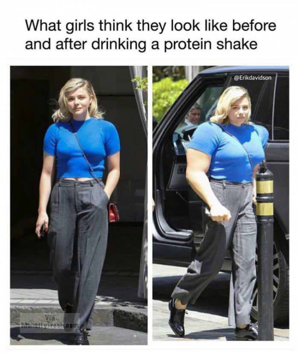 It s like after. After like. What girl. What girls think the would look like after 1 Protein Shake.