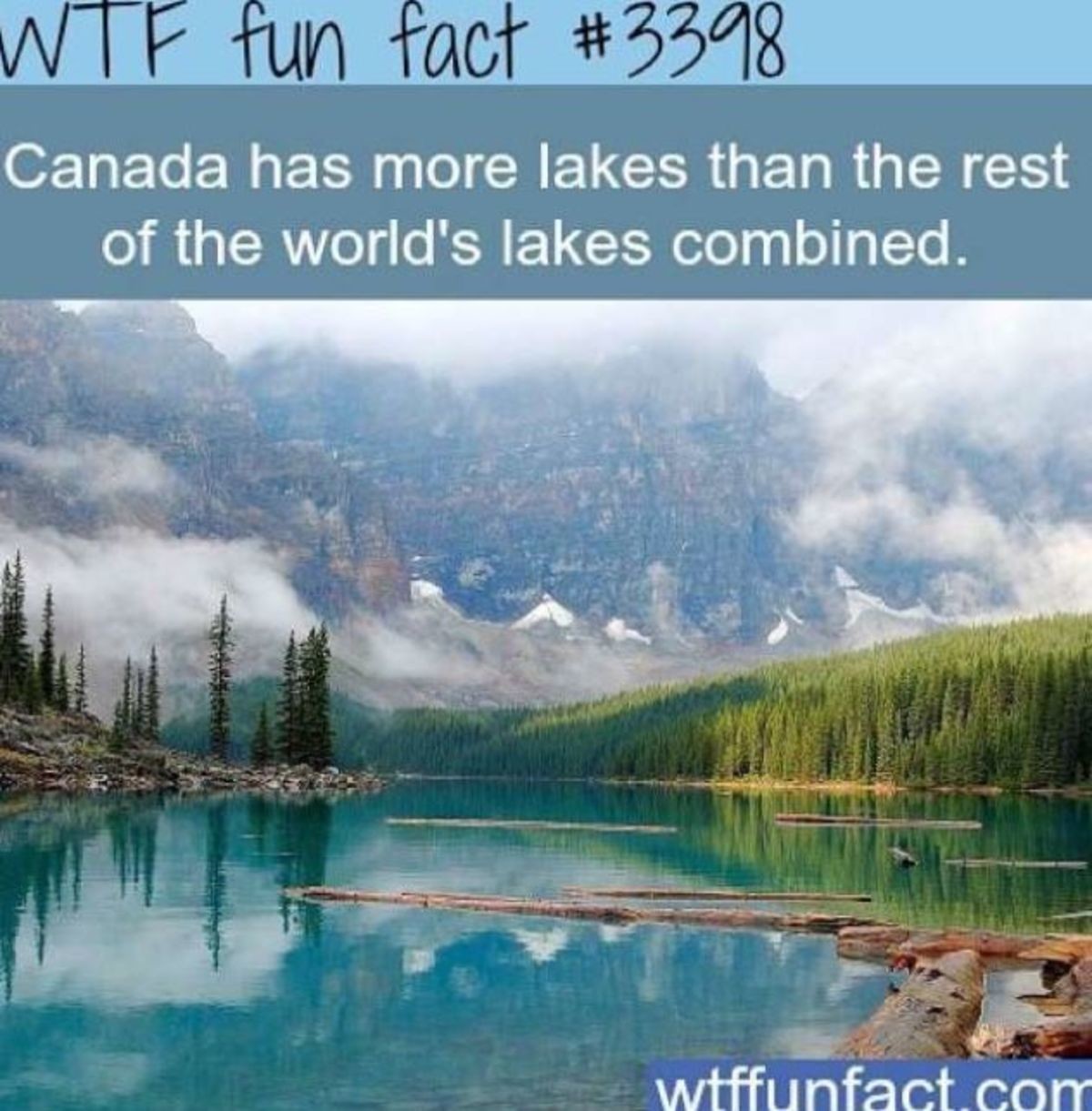 Many lakes. Canada has more Lakes than all the rest of the World combined. Canada facts. Fun facts about Canada. How much have the Lakes decreased.