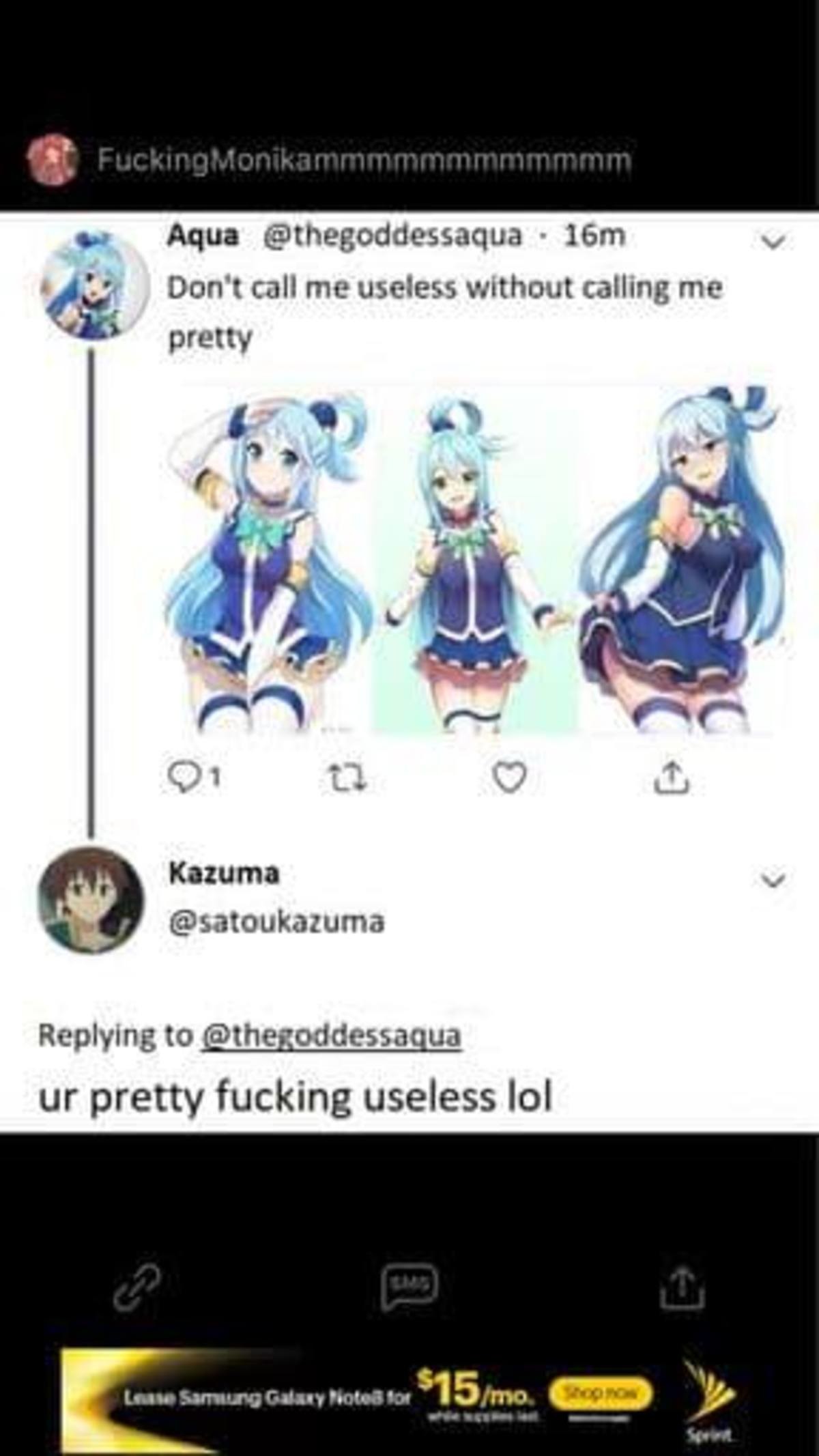 Kazuma calling Aqua useless (as always)