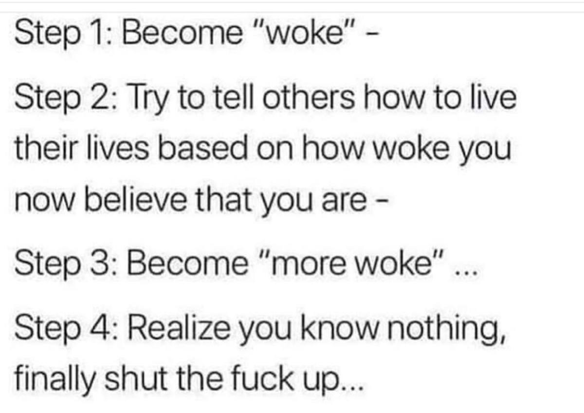 Image result for step 1 become woke