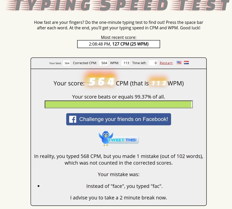 wpm typing test to scribe